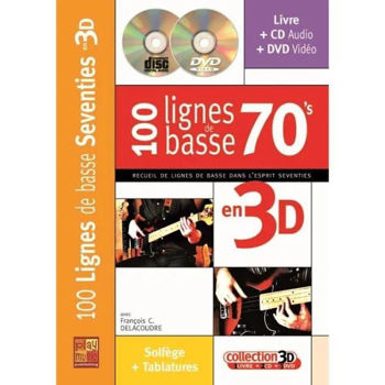 Image de 100 LIGNES DE BASSE Années 70'S EN 3D DELACOUDRE +CD +DVD Gratuits,