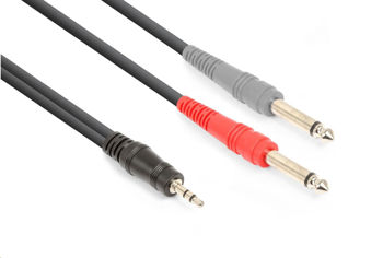 Image de Cable Audio 1plug ml 3.5 ST/2jk Male 6.3 Mono 01.50m