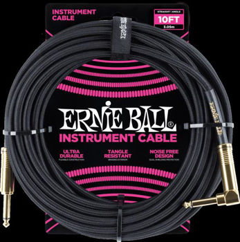 Image de Cable instrument 03M ERNIE BALL Jk Dr / Jk Coude Gaine Tressée Noir
