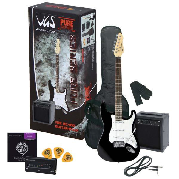 Jolivet Music. Guitare Electrique Pack VGS avec ampli et accessoires (Noir)