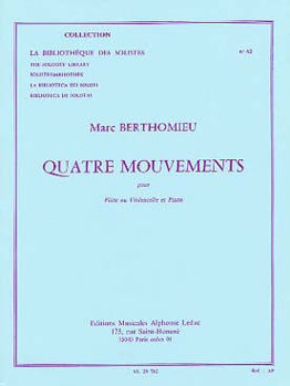 Image de BERTHOMIEU 4 MOUVEMENTS Flute Traversière ou Violoncelle et Piano