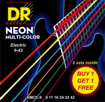 Image de JEU Cordes electriques DR NEON multicolor pack de 2 jeux de 9-42