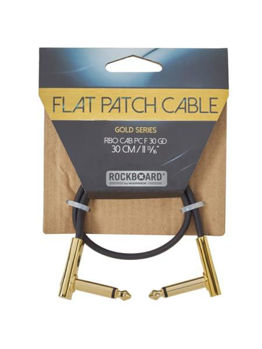 Image de Cable PATCH 0.30cm ROCKBOARD Jk Coudé / Jk Coudé tete Plate Gold plaqué OR