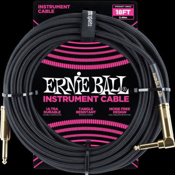 Image de Cable Instrument 05.49m ERNIE BALL JK DR / JK COUDE Gaine Tissée Noir