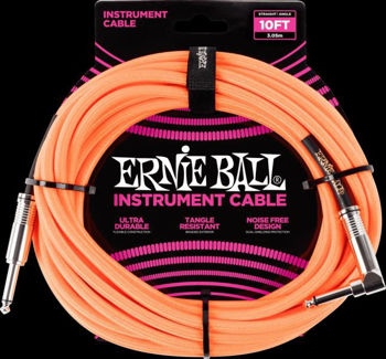 Image de Cable Instrument 03M ERNIE BALL JK DR / JK COUDE Gaine Tissée Orange