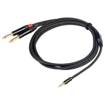 Image de Cable Audio 1plug ml 3.5 ST/2jk Male 6.3 Mono 01.50m Proel (Y 16cm)